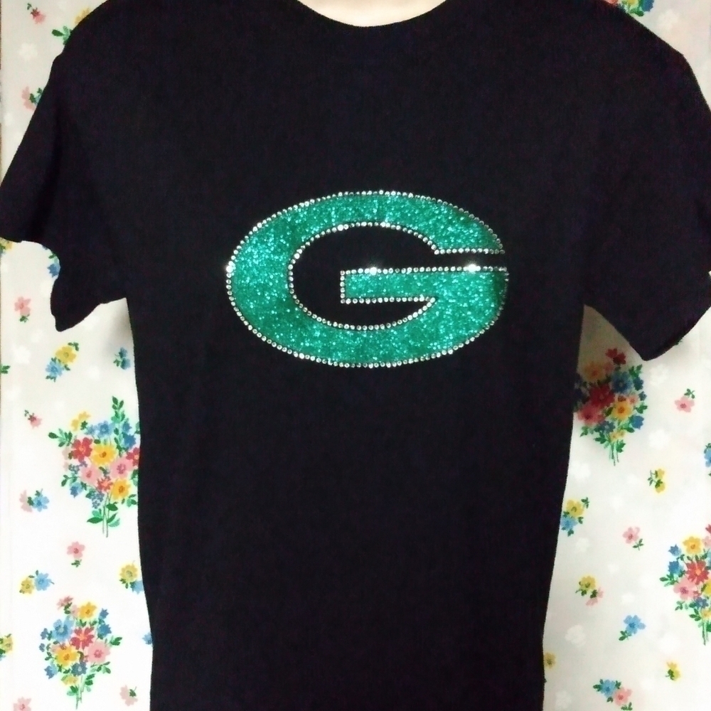 Georgia Bulldogs ladies T-shirt, sz M, Black/ Green, pre-owned